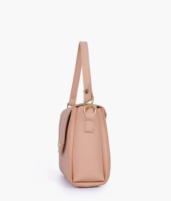 Pink Compact Top Handle Hand Bag