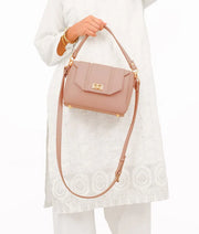 Pink Compact Top Handle Hand Bag