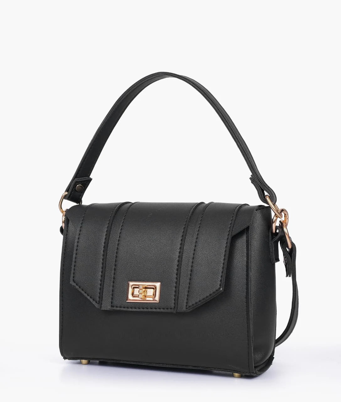 Black Compact Top Handle Hand Bag