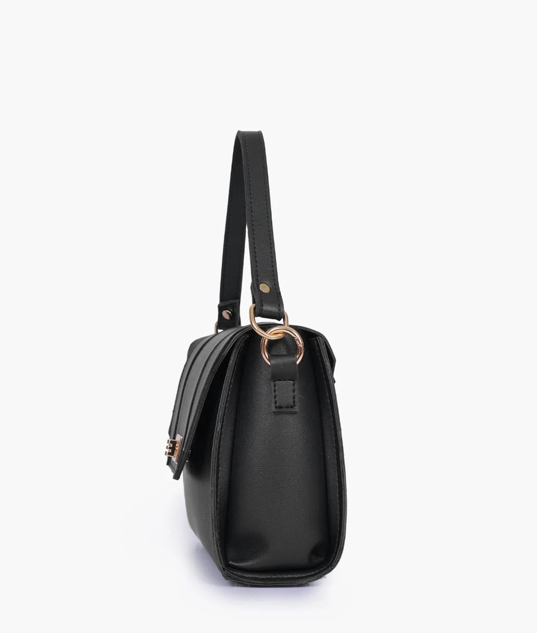 Black Compact Top Handle Hand Bag