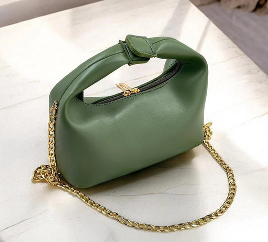 Mira Green Shoulder Bag with Gold Chain